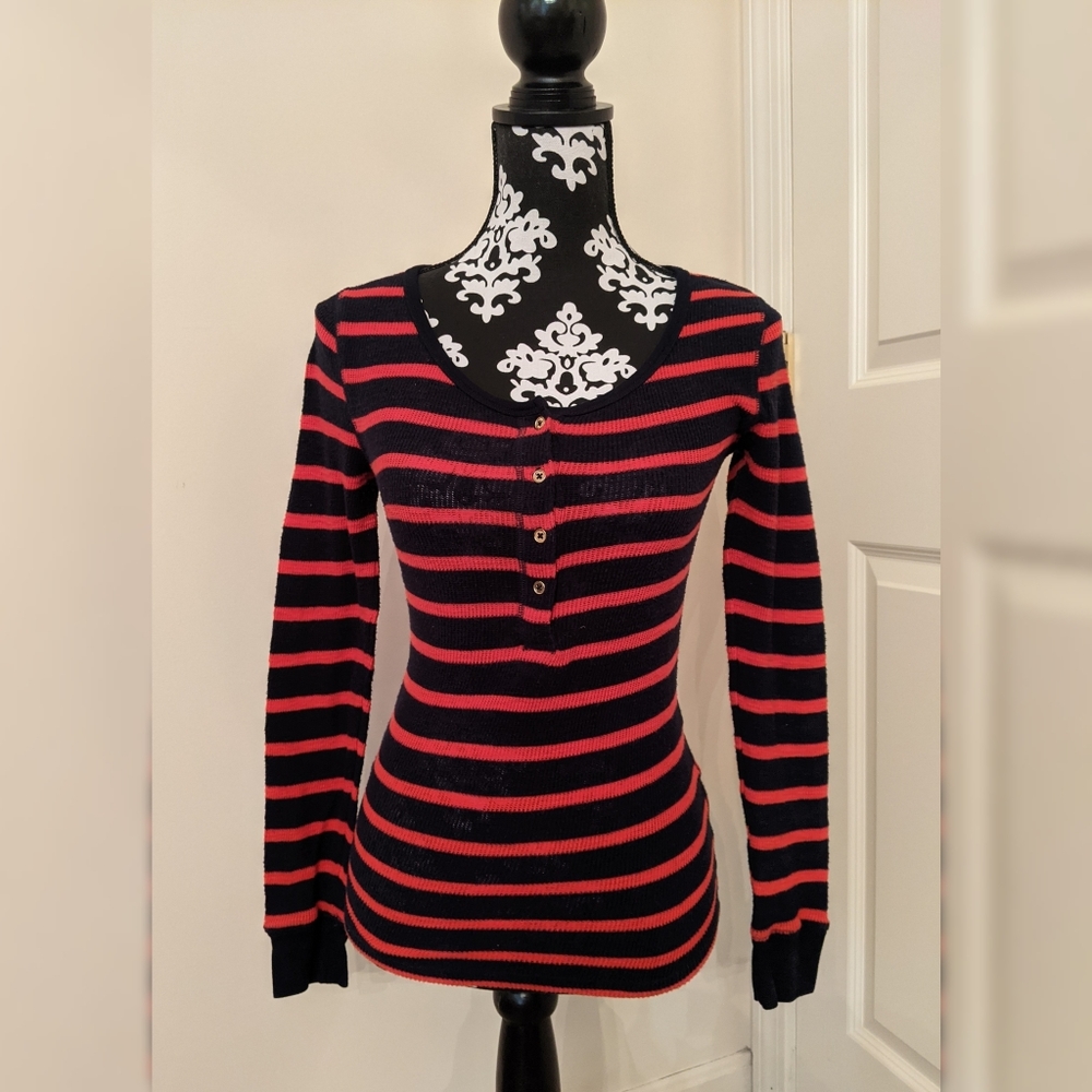 5/$25 Red and Navy blue striped top